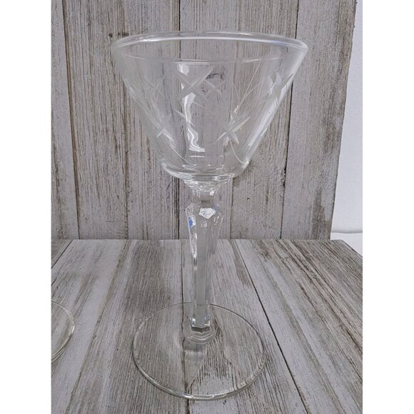 Vintage Starlight Libbey 5 3/4" Juice Cordial Cocktail Glasses Set Of 2 Starburs - Picture 3 of 6